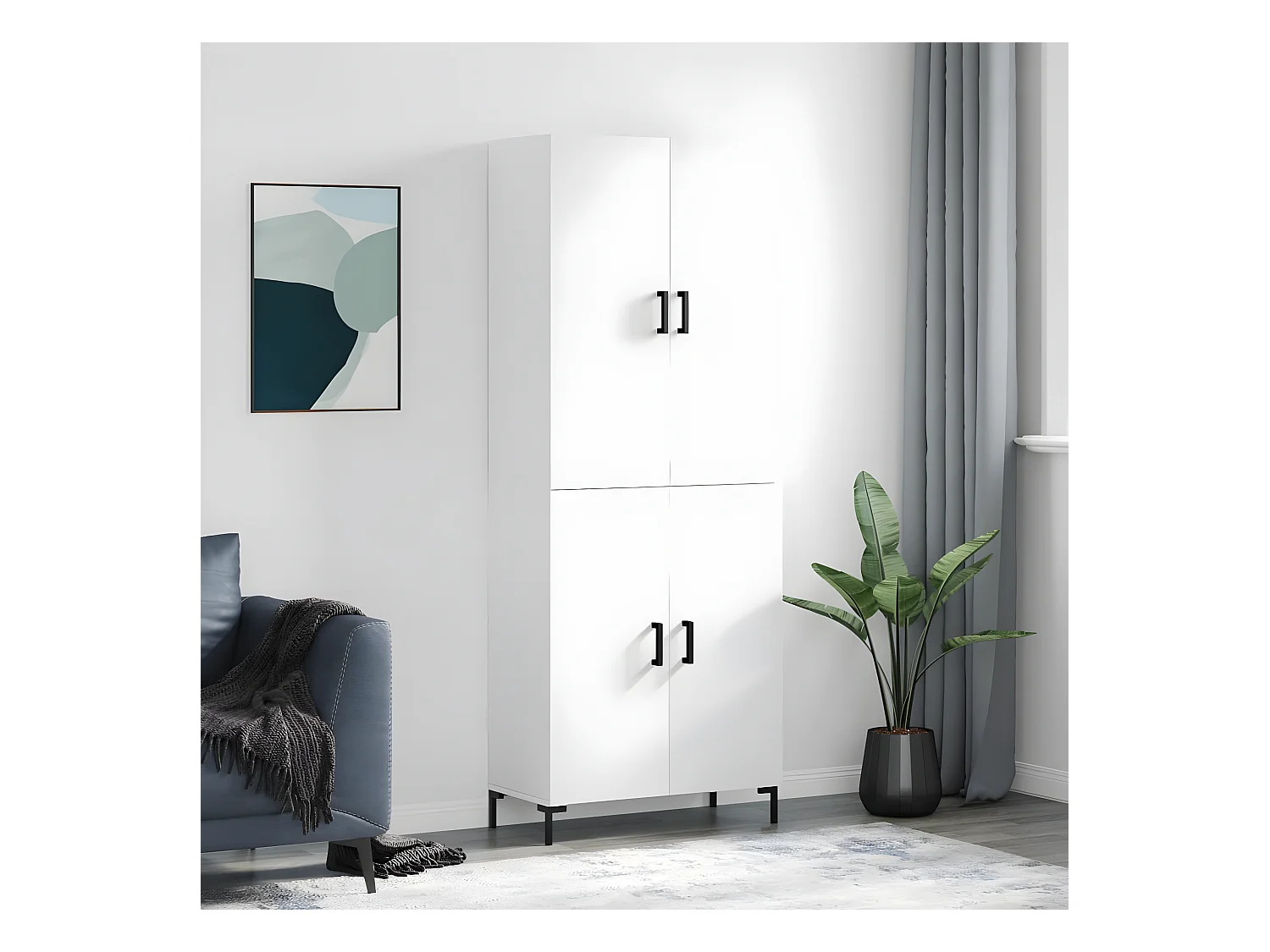 Credenza alta Bianca 69,5x34x180 cm MDF
