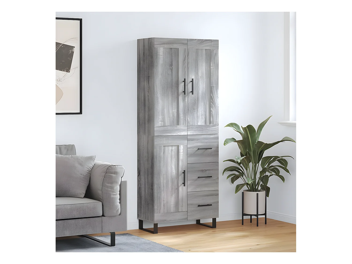 Buffet haut Sonoma gris 69,5x34x180 cm Bois d'ingénierie