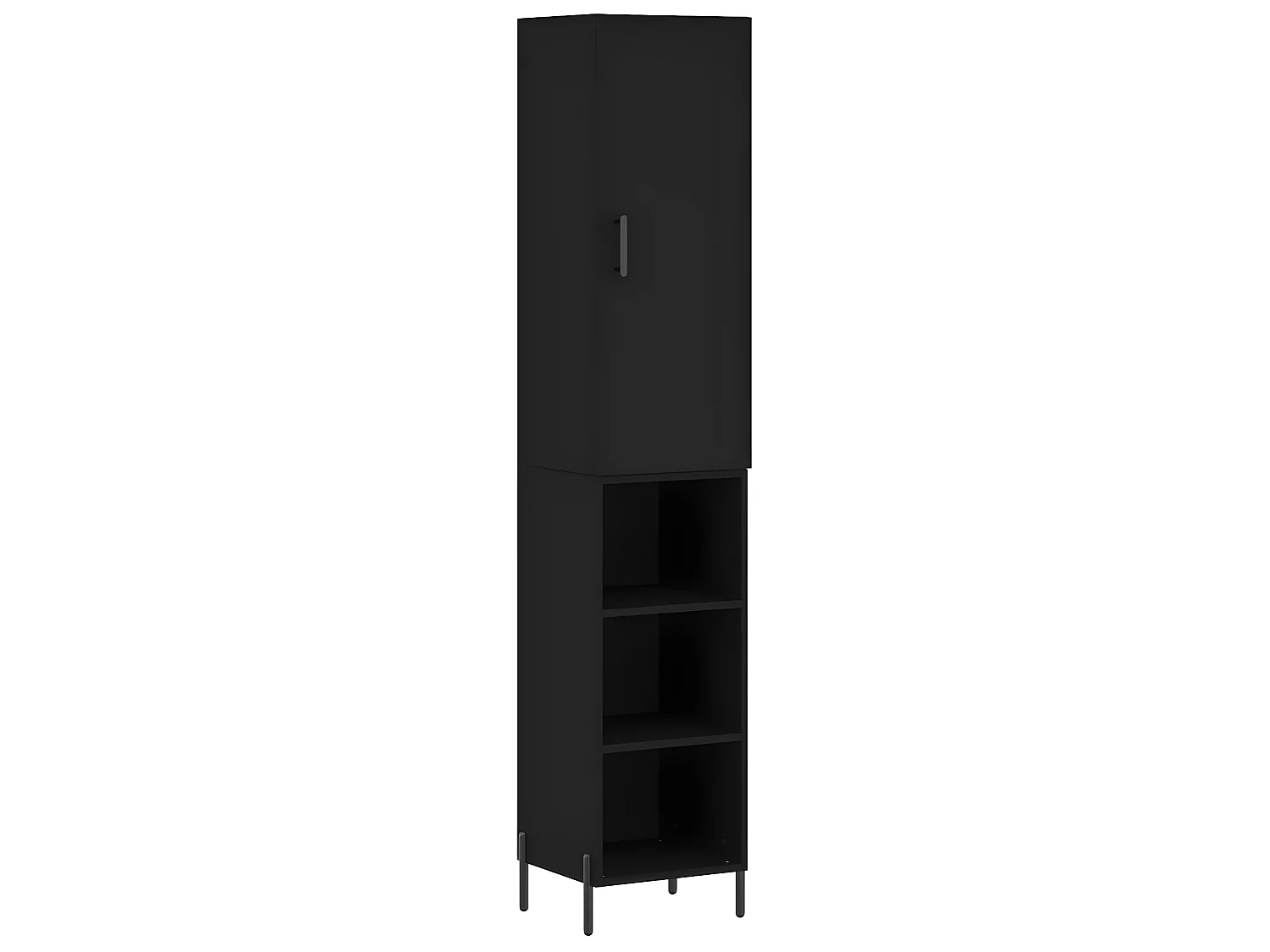 Hoog dressoir Zwart 34,5x34x180 cm Bewerkt hout