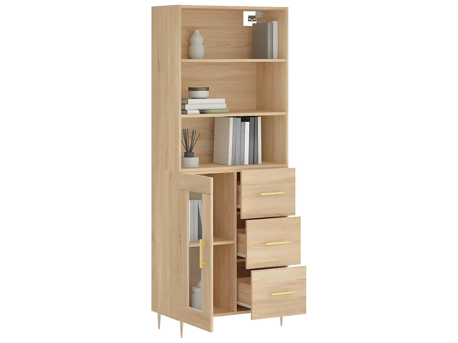 Buffet haut Chêne sonoma 69,5x34x180 cm Bois d'ingénierie