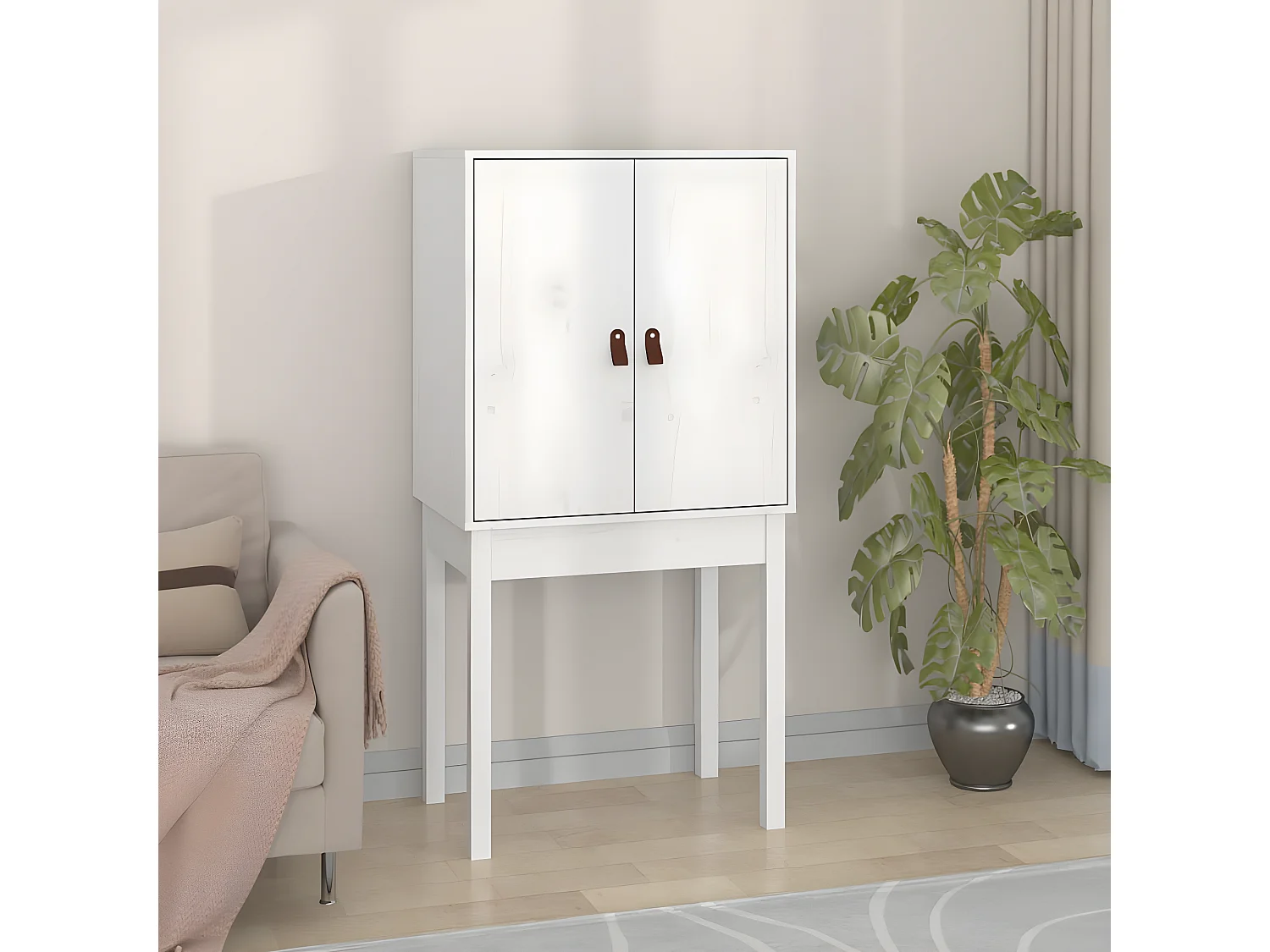 Buffet haut Blanc 60x40x120 cm Bois massif de pin