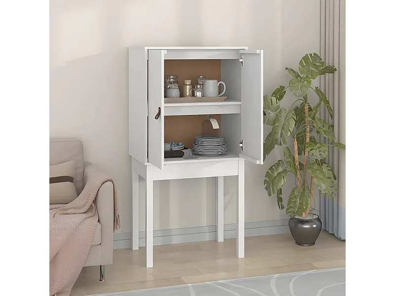 Aparador alto Blanco 60x40x120 cm Madera maciza de pino