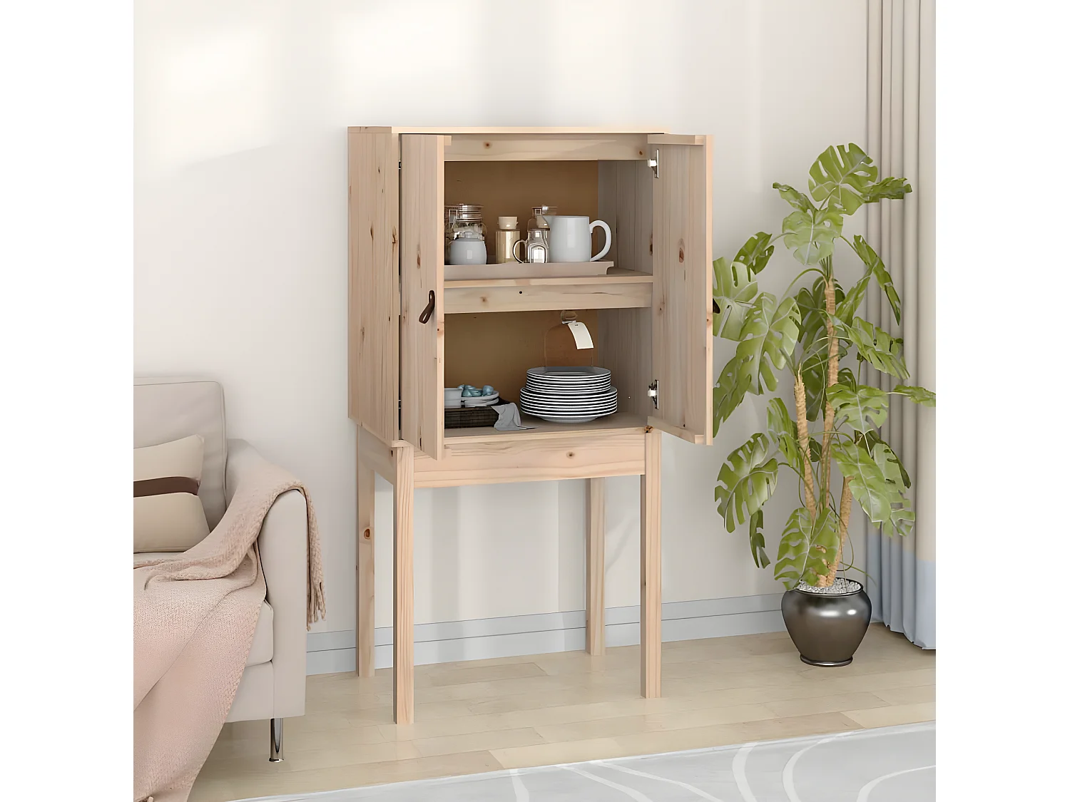 Credenza alta 60x40x120 cm Legno di pino massiccio