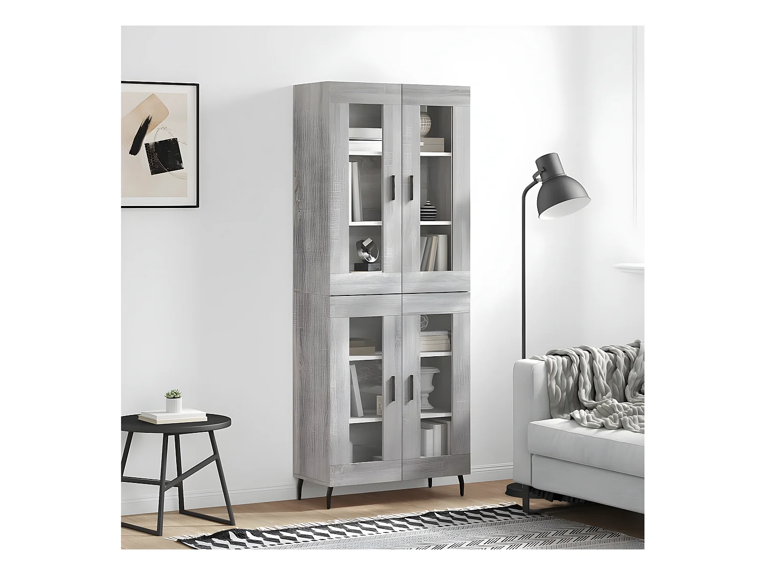 Buffet haut Sonoma gris 69,5x34x180 cm Bois d'ingénierie