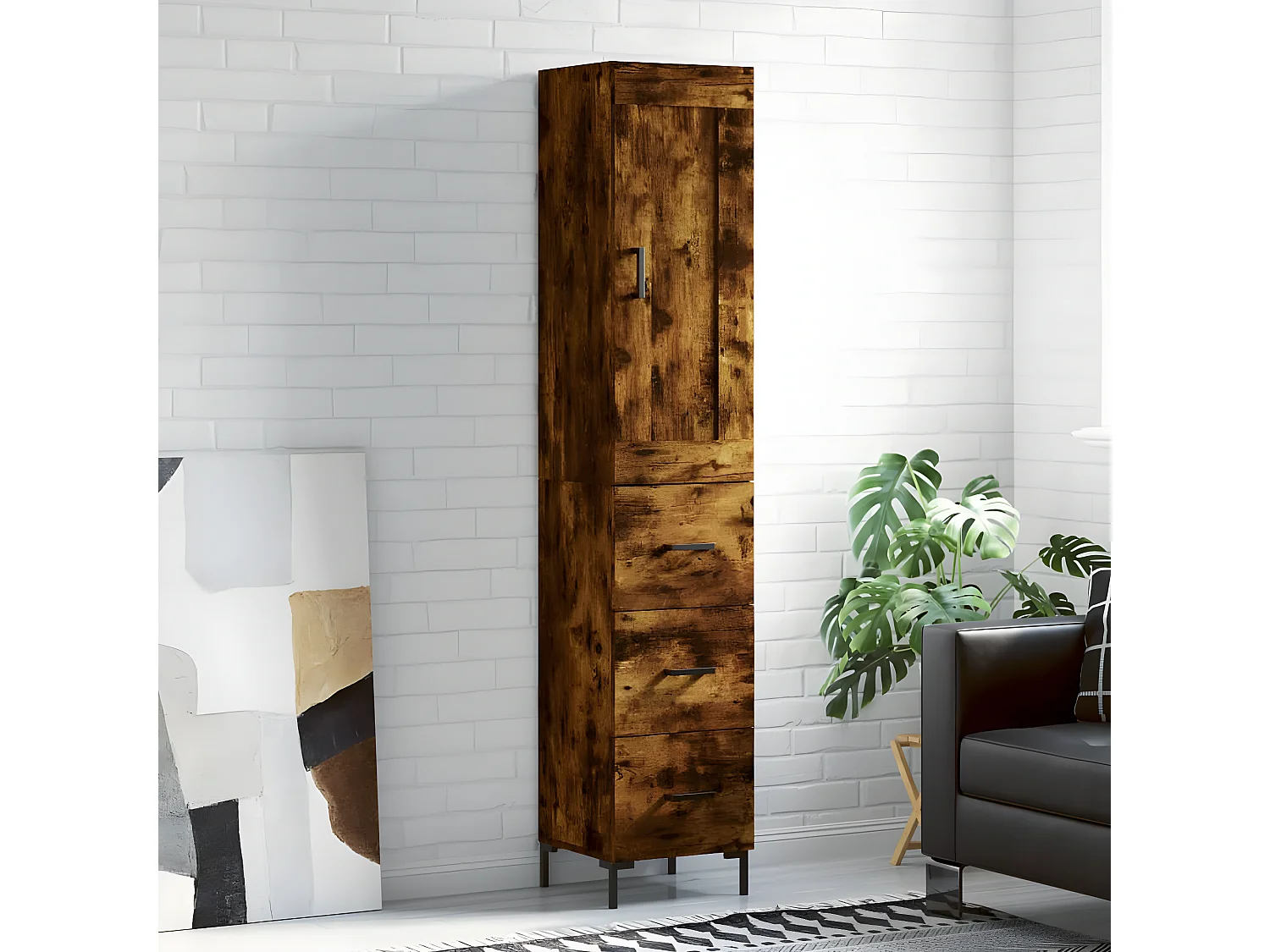 Credenza alta Rovere affumicato 34,5x34x180 cm MDF