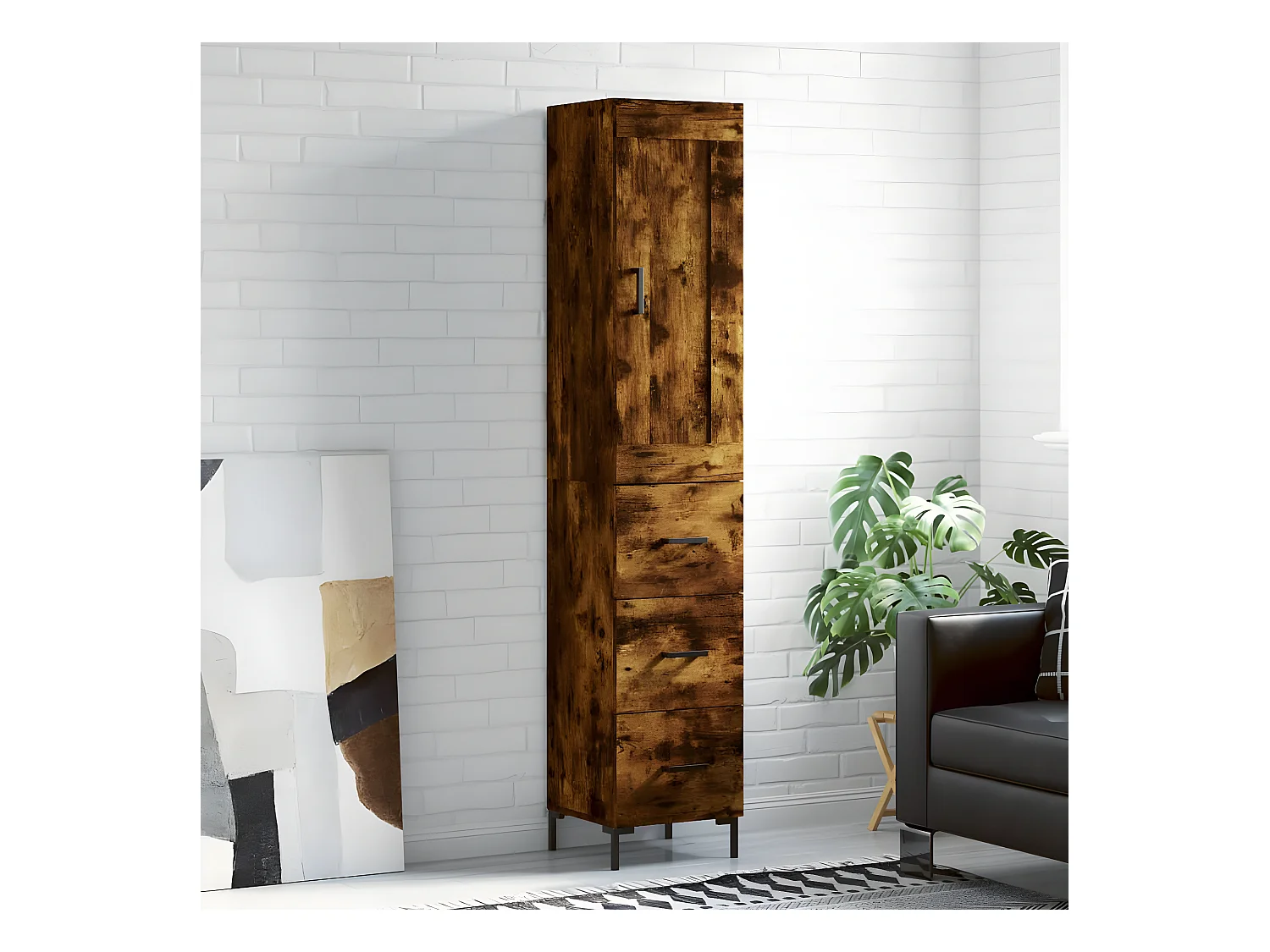 Credenza alta Rovere affumicato 34,5x34x180 cm MDF