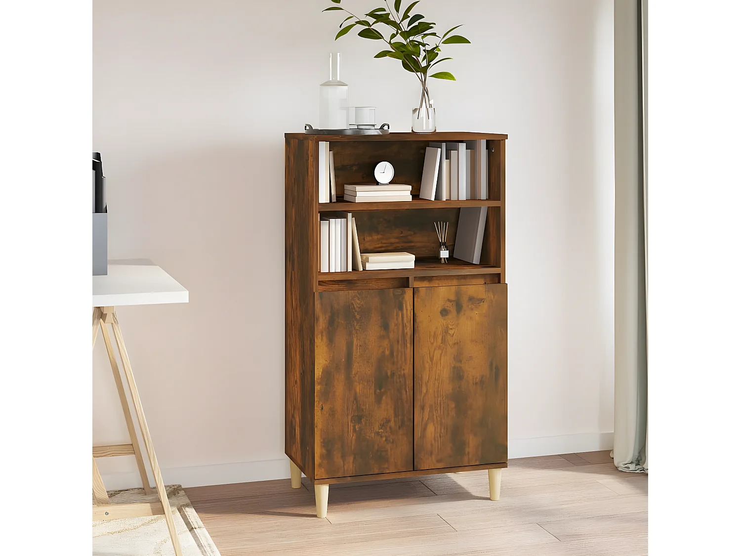 Credenza alta Rovere affumicato 60x36x110 cm MDF