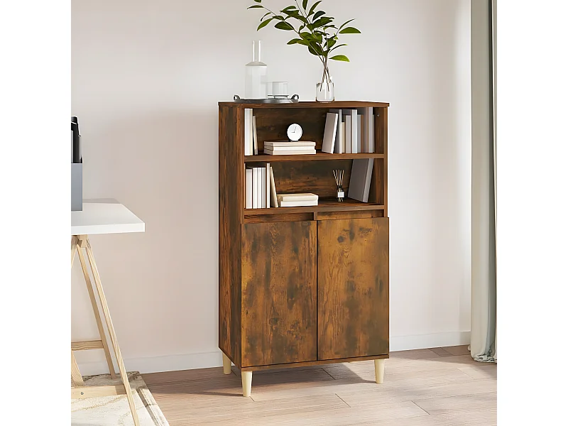 Aparador alto Roble ahumado 60x36x110 cm Madera contrachapada