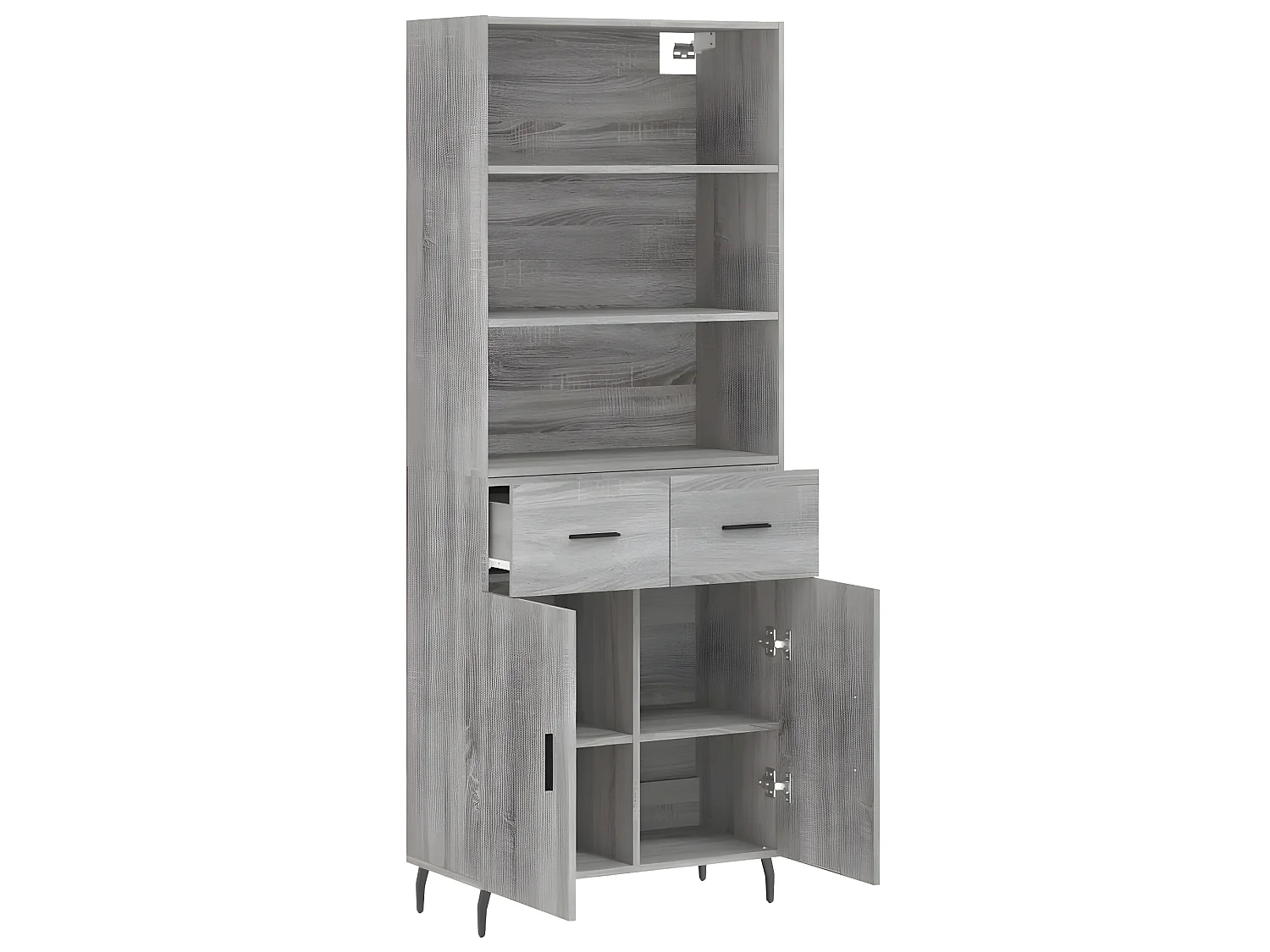 Aparador alto Sonoma gris 69,5x34x180 cm madera contrachapada