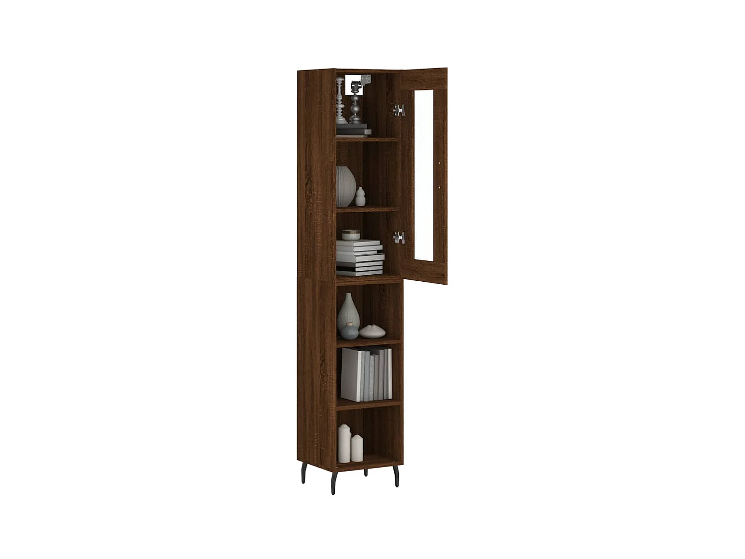 Hoog dressoir Bruin eiken 34,5x34x180 cm Bewerkt hout