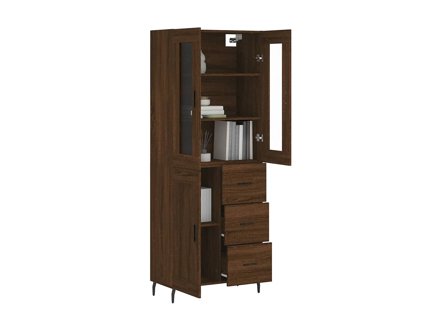 Buffet haut Chêne marron 69,5x34x180 cm Bois d'ingénierie