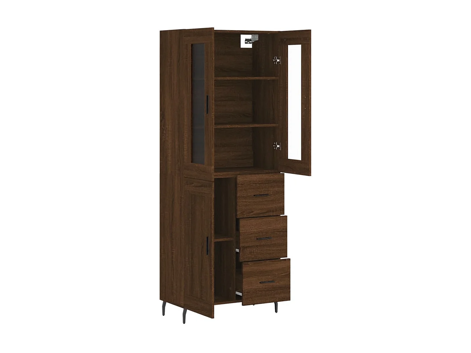 Buffet haut Chêne marron 69,5x34x180 cm Bois d'ingénierie