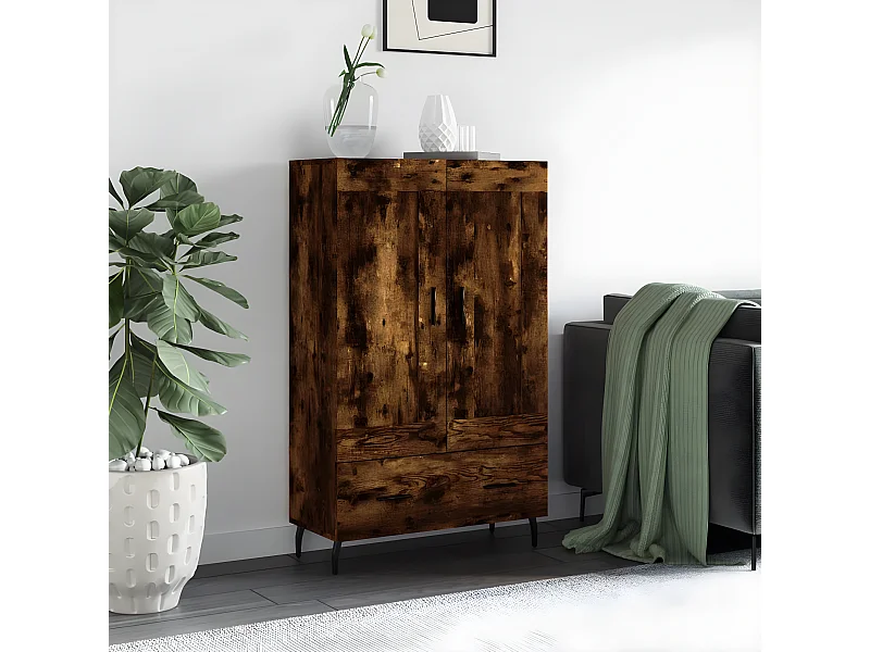 Credenza alta in rovere affumicato 69,5x31x115 cm in multistrato