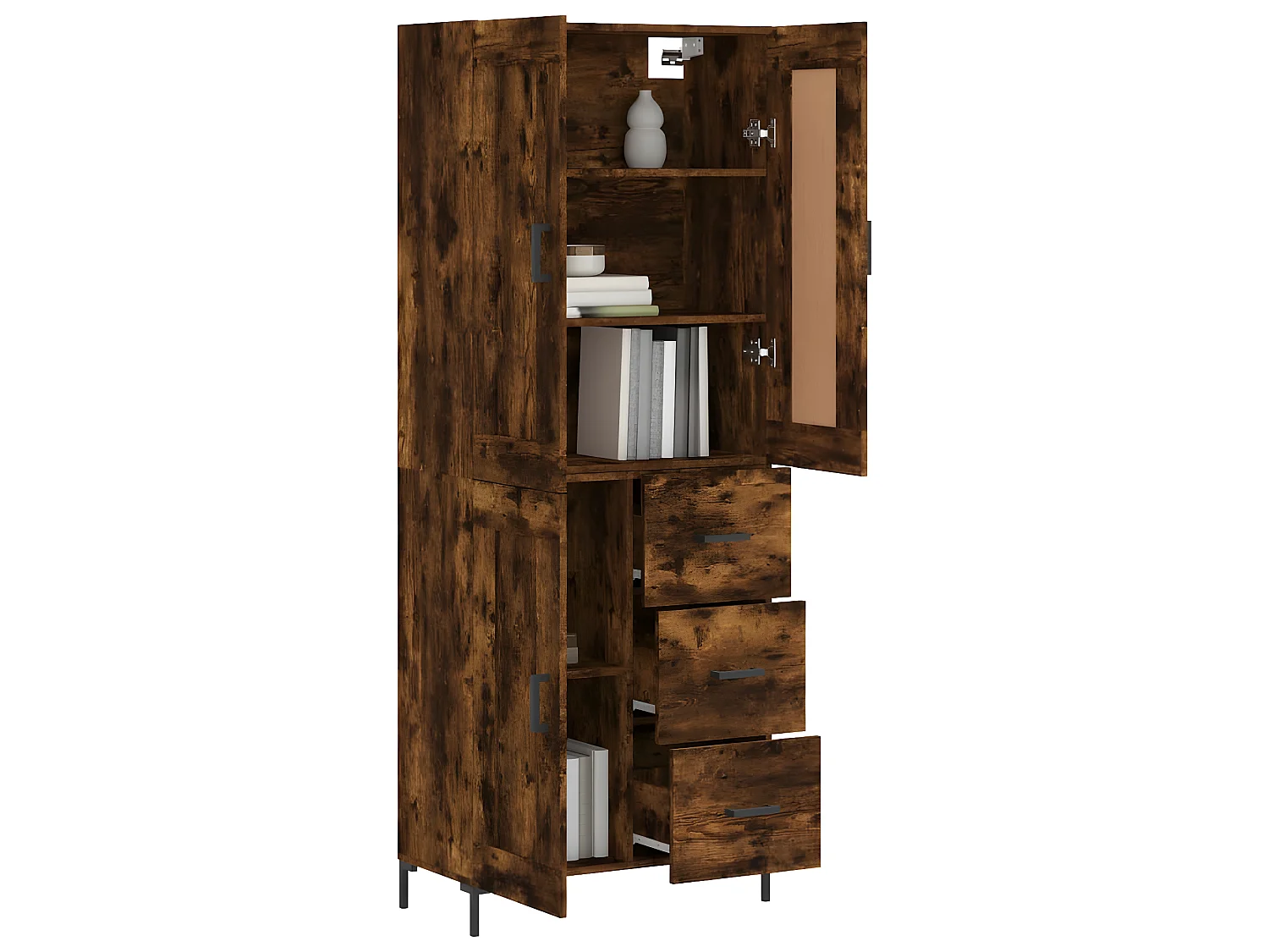 Credenza alta Rovere affumicato 69,5x34x180 cm MDF