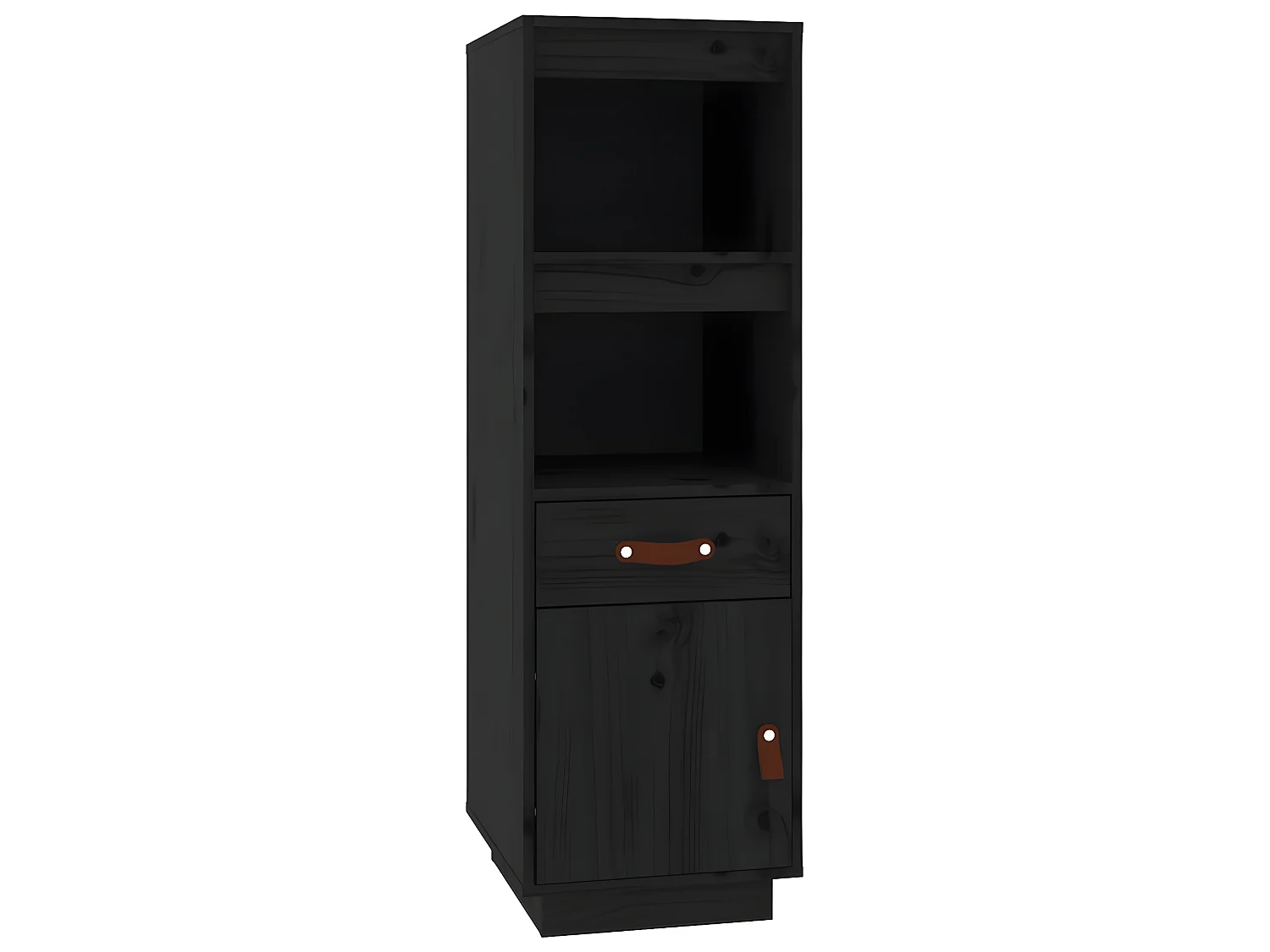 Credenza alta Nera 34x40x108,5 cm Legno di pino massiccio