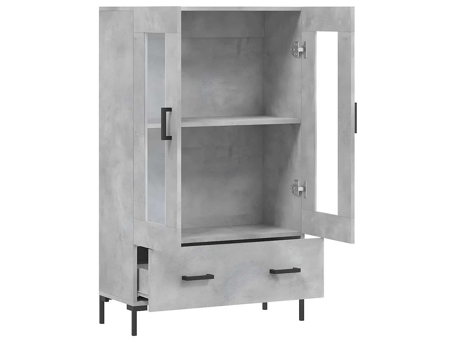 Credenza alta grigio cemento 69,5x31x115 cm in derivati del legno