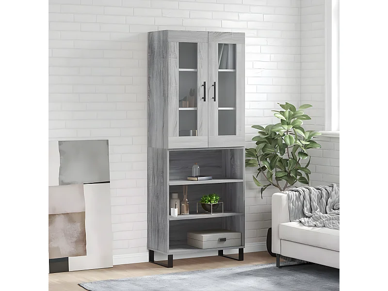 Aparador alto Sonoma cinza 69,5x34x180 cm Madeira trabalhada