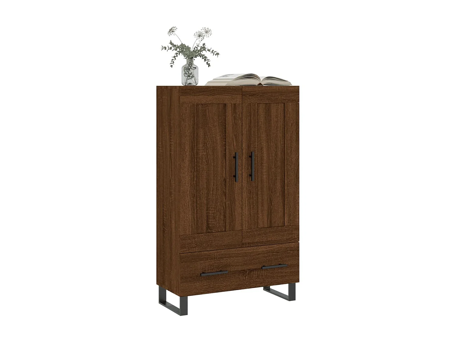 Aparador alto de carvalho castanho 69,5x31x115 cm madeira trabalhada