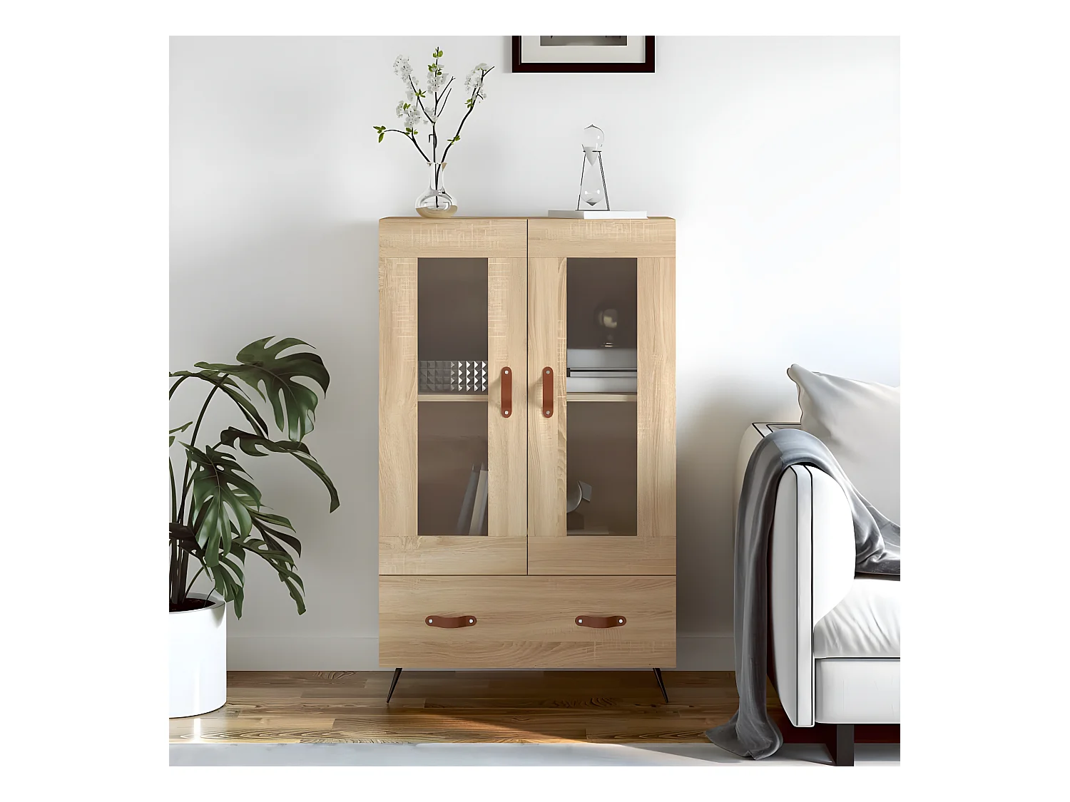 Credenza alta in rovere Sonoma 69,5x31x115 cm in multistrato