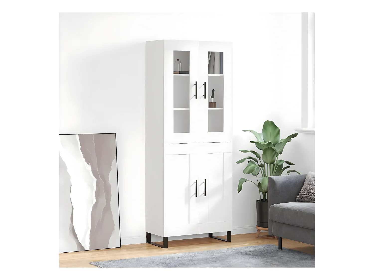 Credenza alta Bianca 69,5x34x180 cm MDF