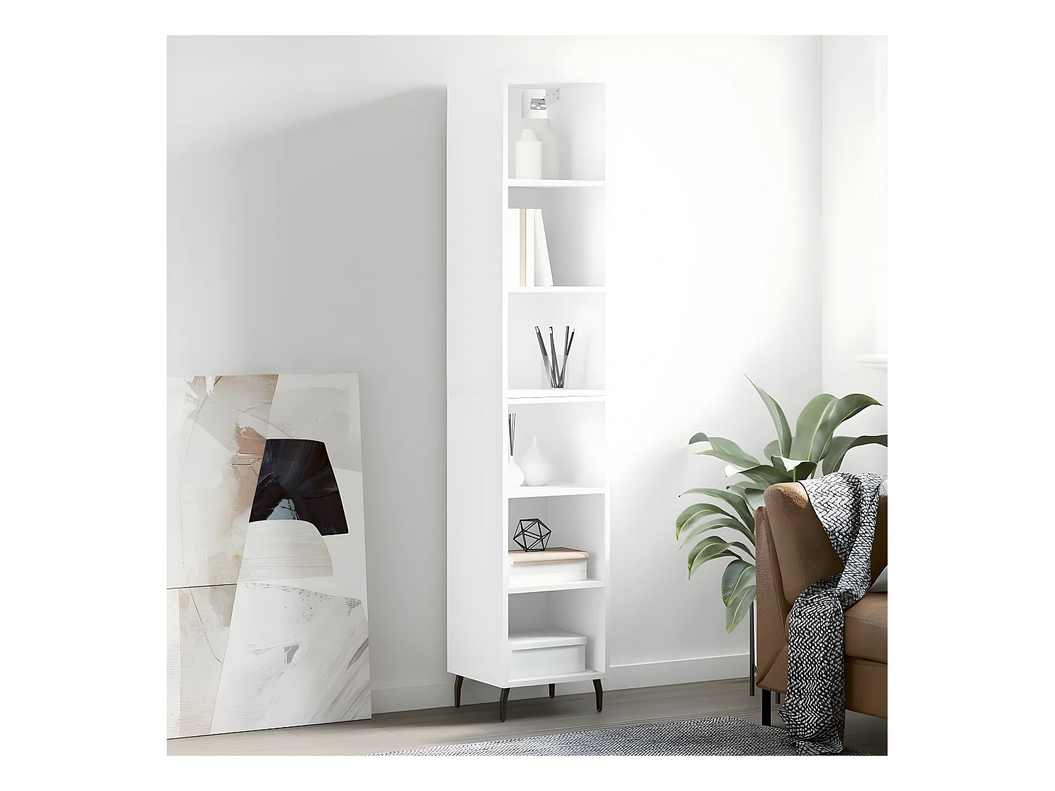 Buffet haut Blanc 34,5x32,5x180 cm Bois d'ingénierie