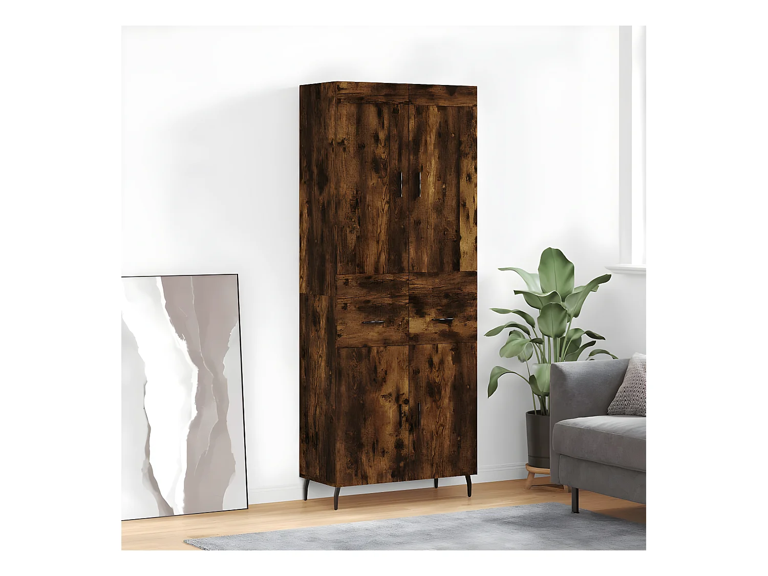 Credenza alta Rovere affumicato 69,5x34x180 cm MDF