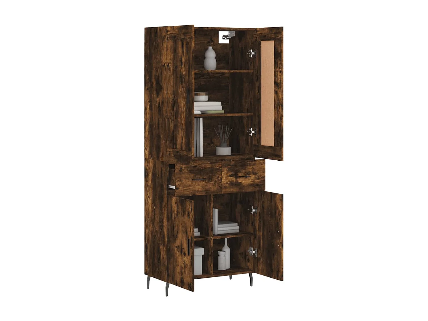 Credenza alta Rovere affumicato 69,5x34x180 cm MDF