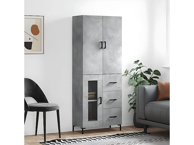 Credenza alta Grigio cemento 69,5x34x180 cm MDF