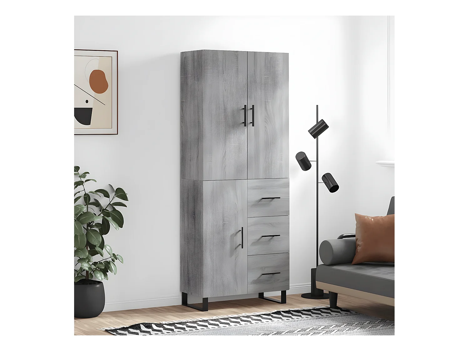 Buffet haut Sonoma gris 69,5x34x180 cm Bois d'ingénierie