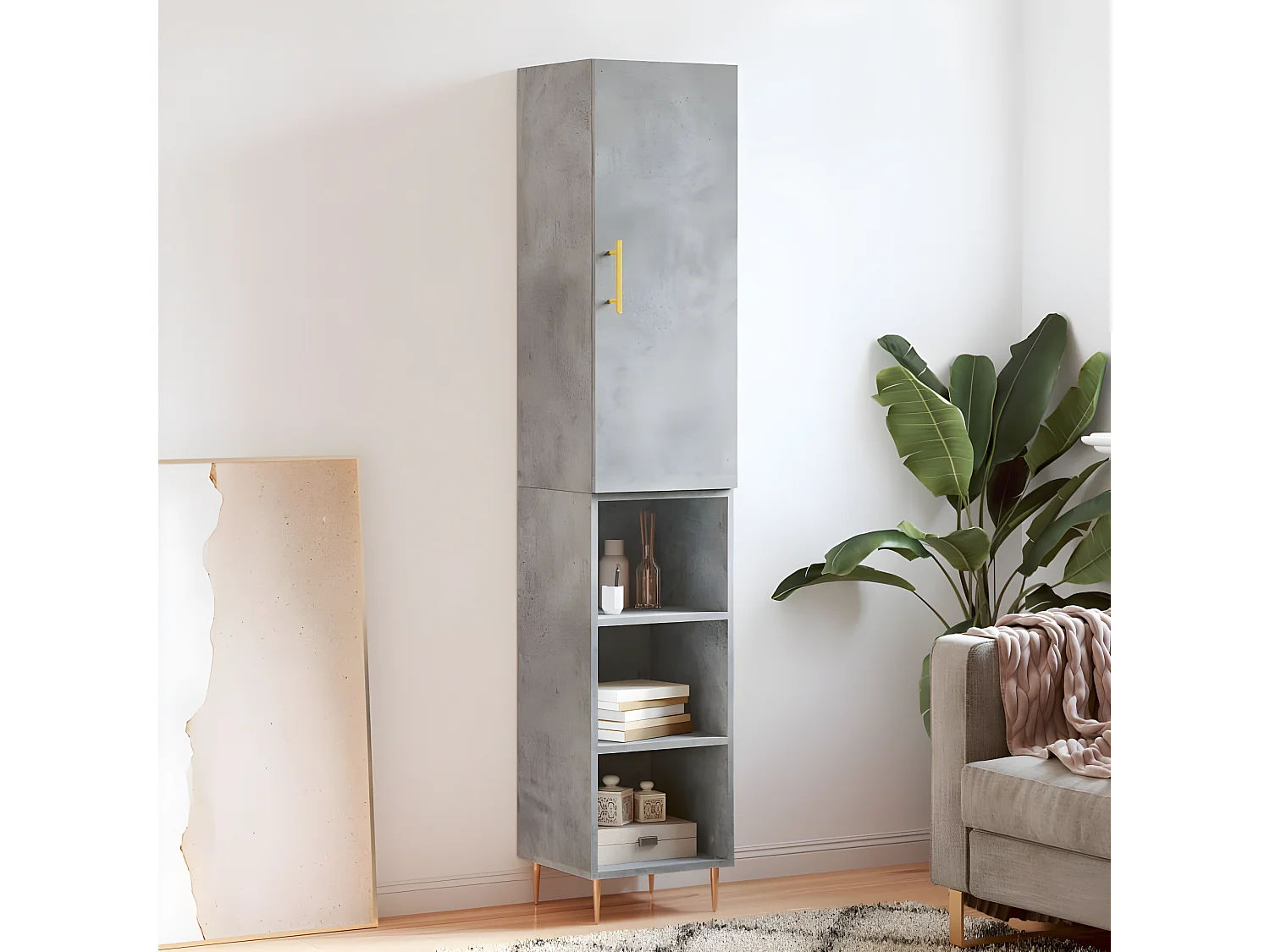 Credenza alta Grigio cemento 34,5x34x180 cm MDF