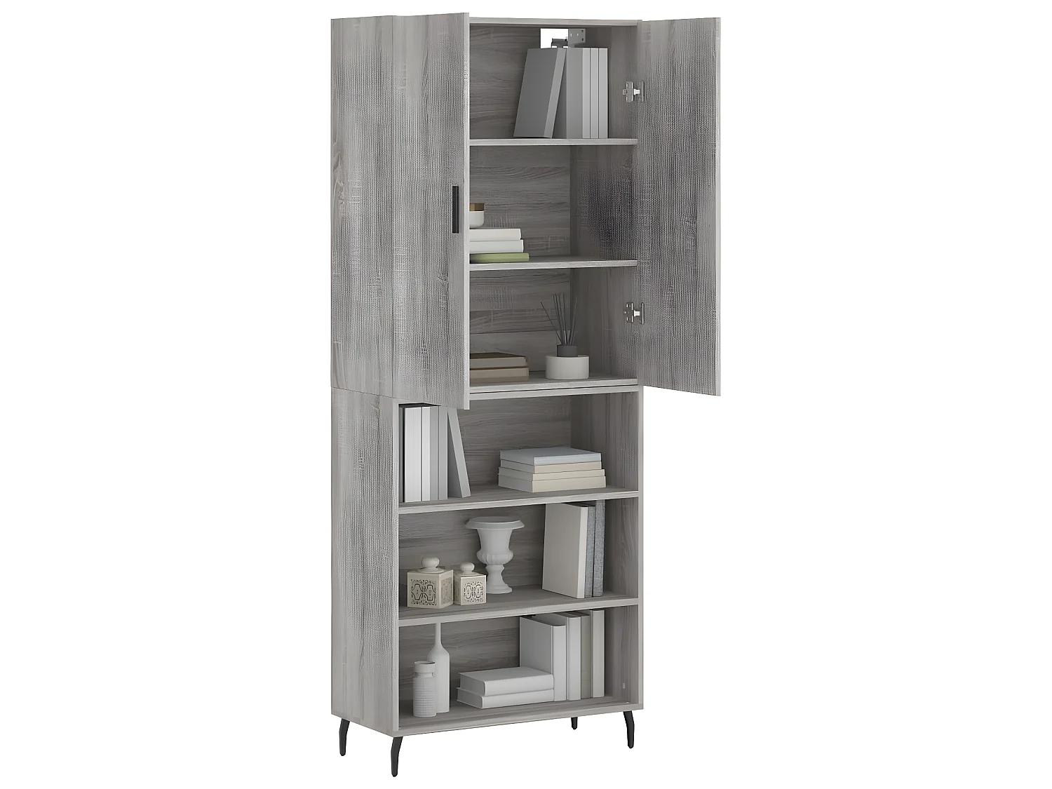 Credenza alta Sonoma grigia 69,5x34x180 cm MDF