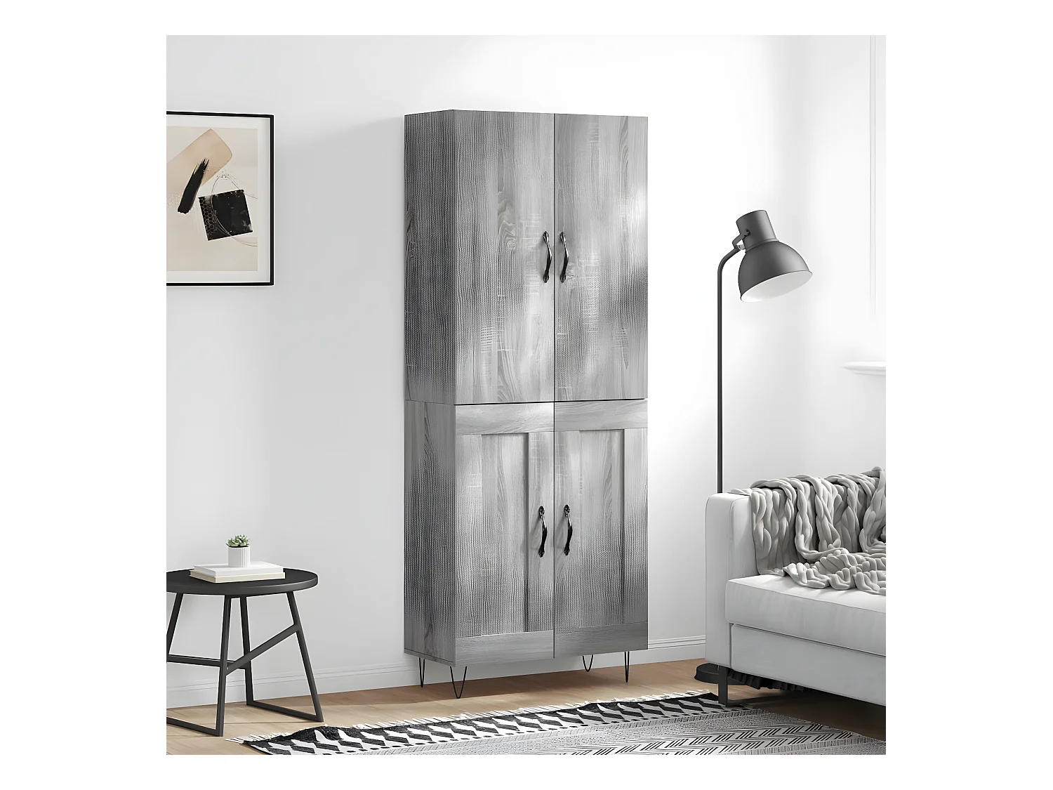 Credenza alta Sonoma grigia 69,5x34x180 cm MDF