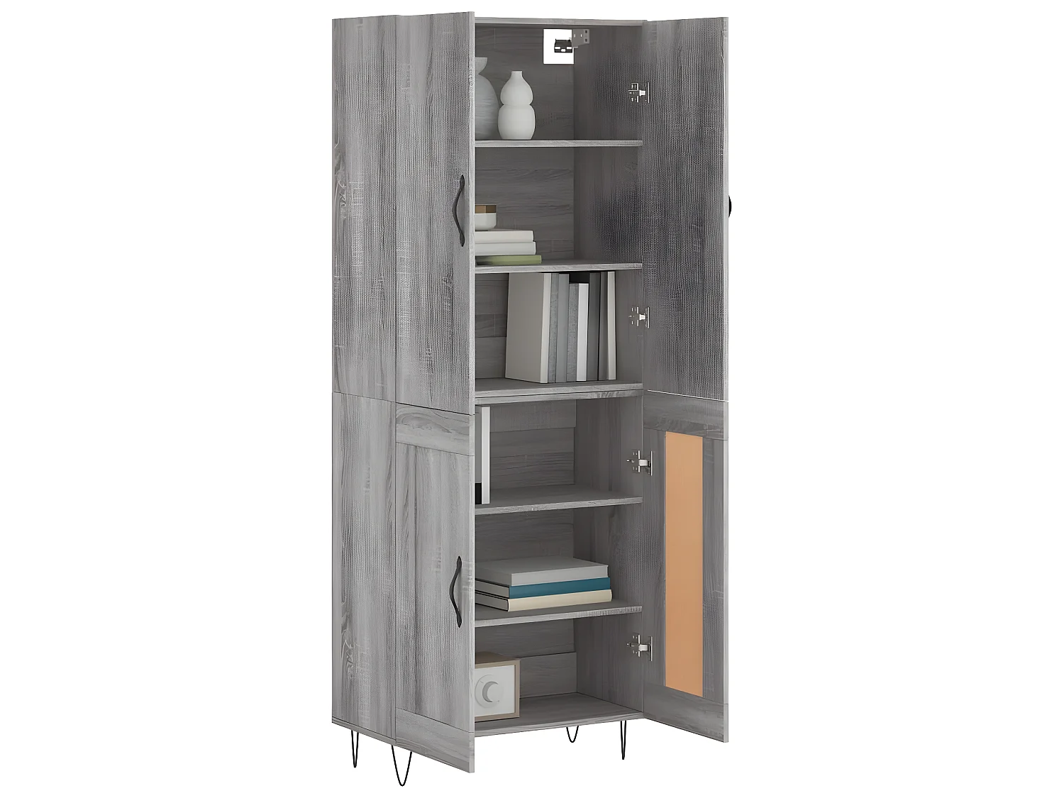 Aparador alto Sonoma gris 69,5x34x180 cm madera contrachapada