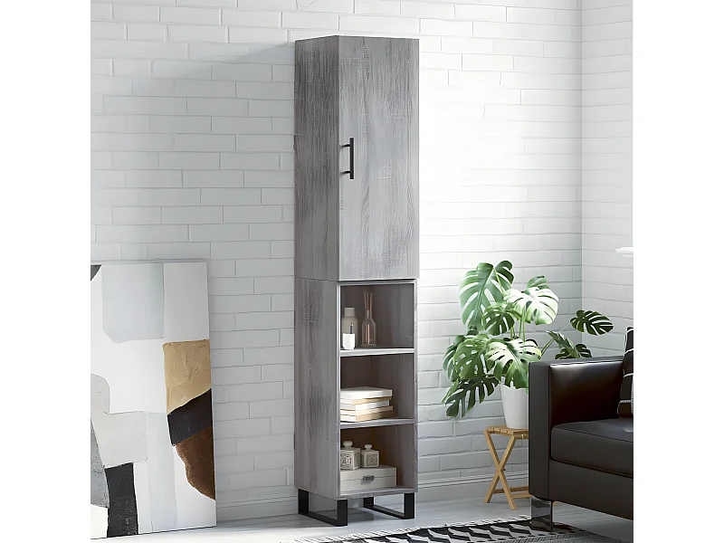 Sonoma hohes Sideboard grau 34,5x34x180 cm Holzwerkstoff
