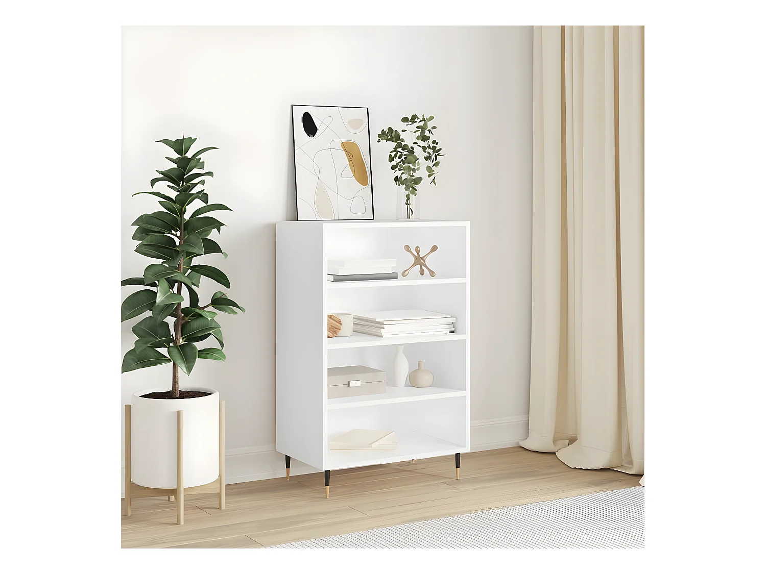 Credenza alta bianca 57x35x90 cm in derivati del legno