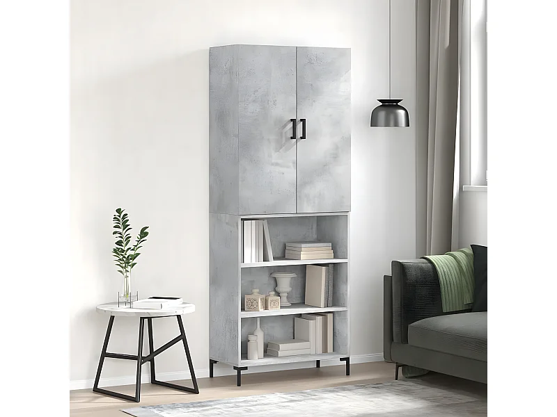 Credenza alta Grigio cemento 69,5x34x180 cm MDF