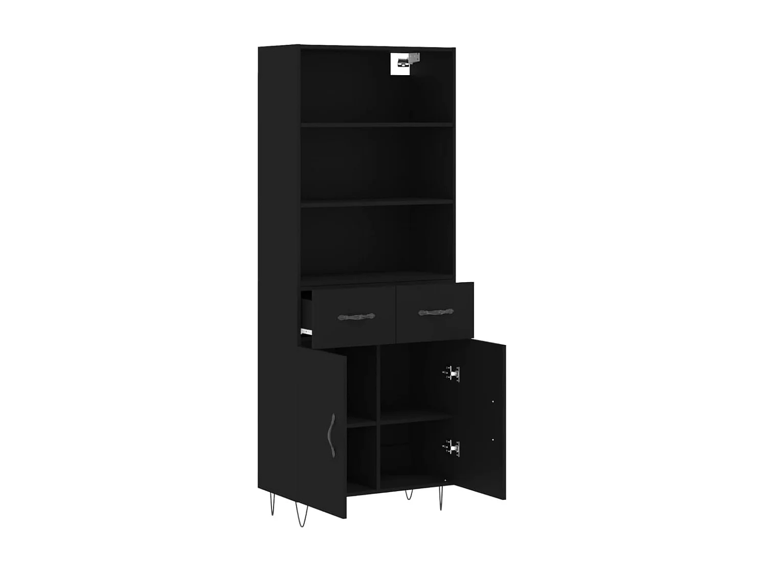 Buffet haut Noir 69,5x34x180 cm Bois d'ingénierie