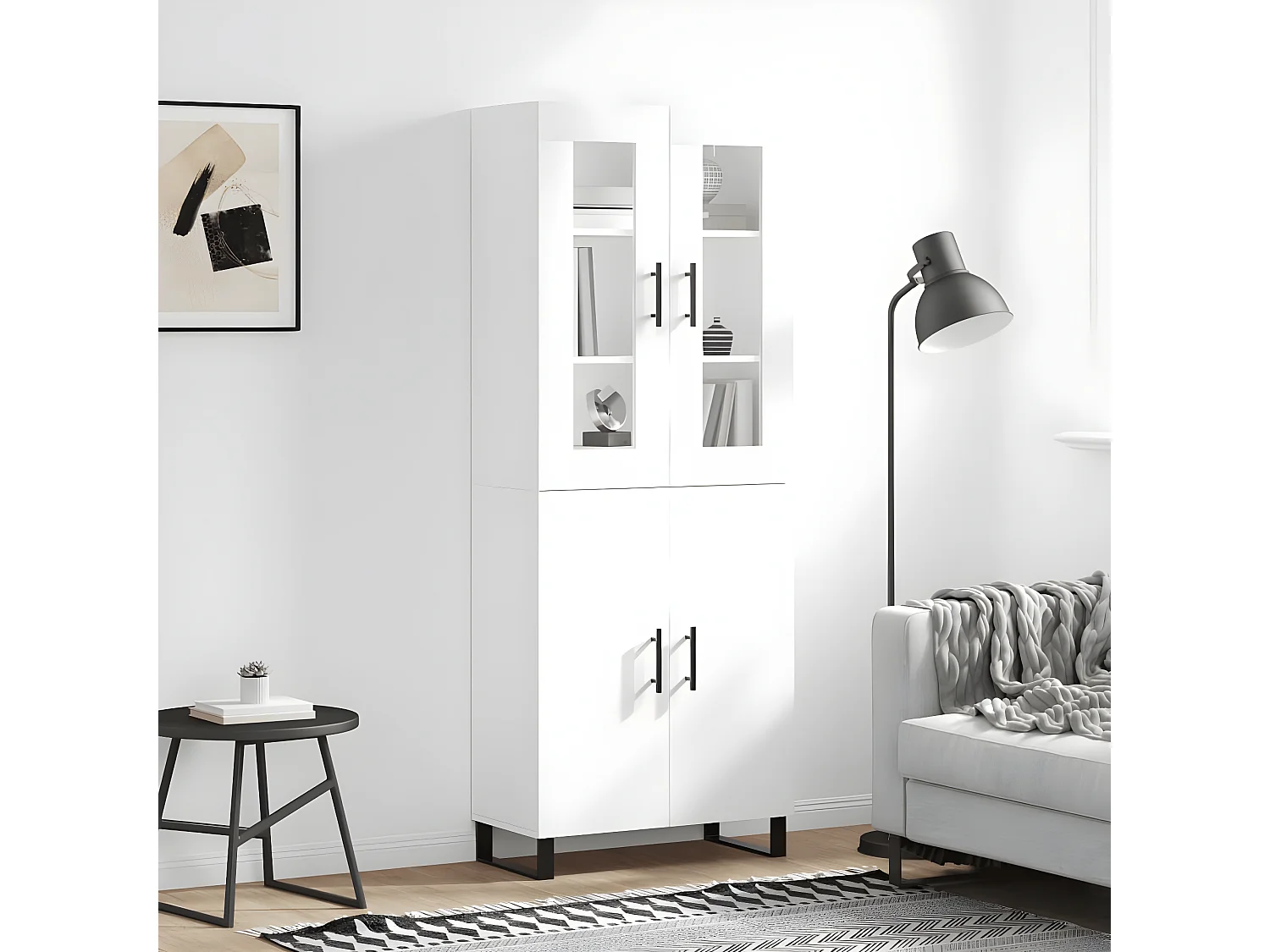 Credenza alta Bianca 69,5x34x180 cm MDF