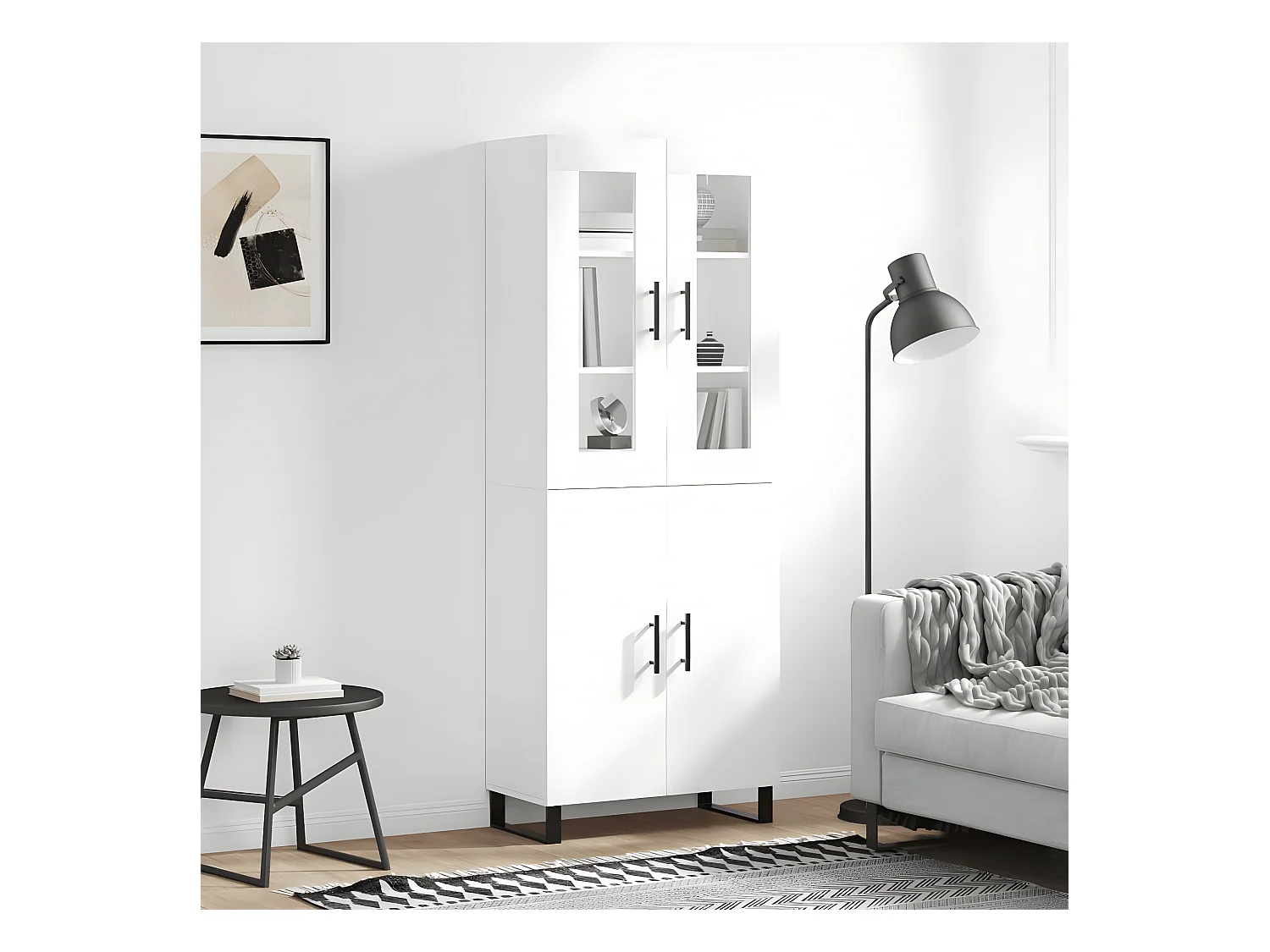 Buffet haut Blanc 69,5x34x180 cm Bois d'ingénierie