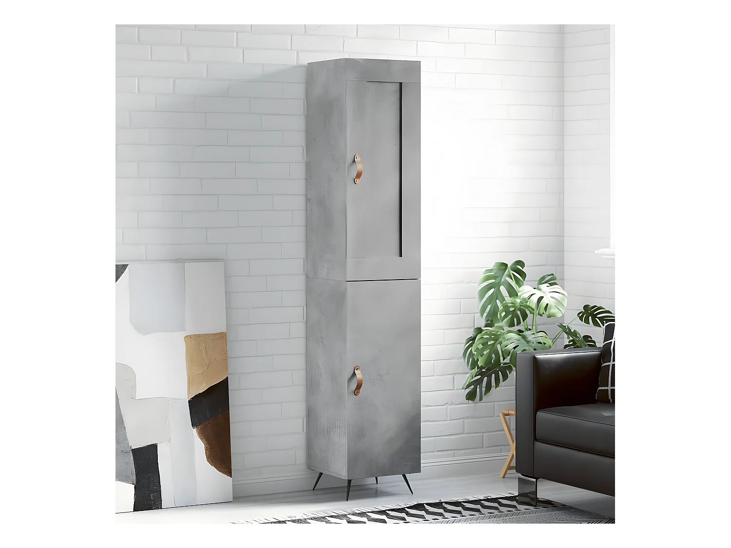Credenza alta Grigio cemento 34,5x34x180 cm MDF
