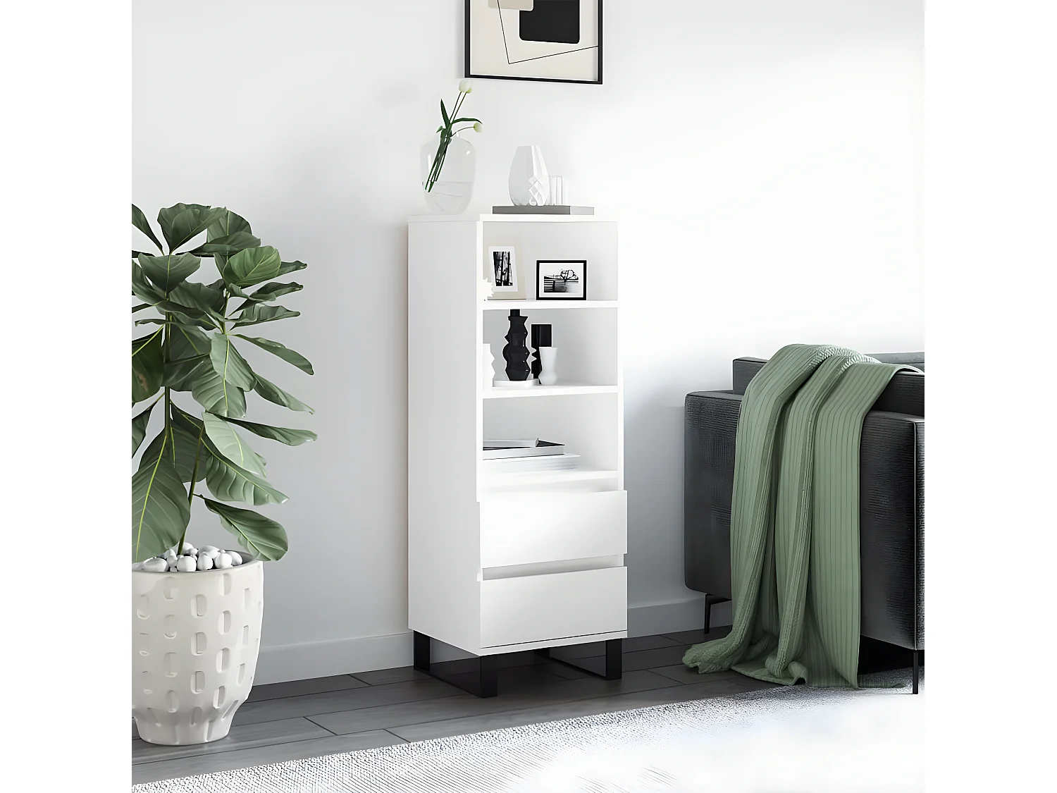 Credenza alta Bianca 40x36x110 cm MDF