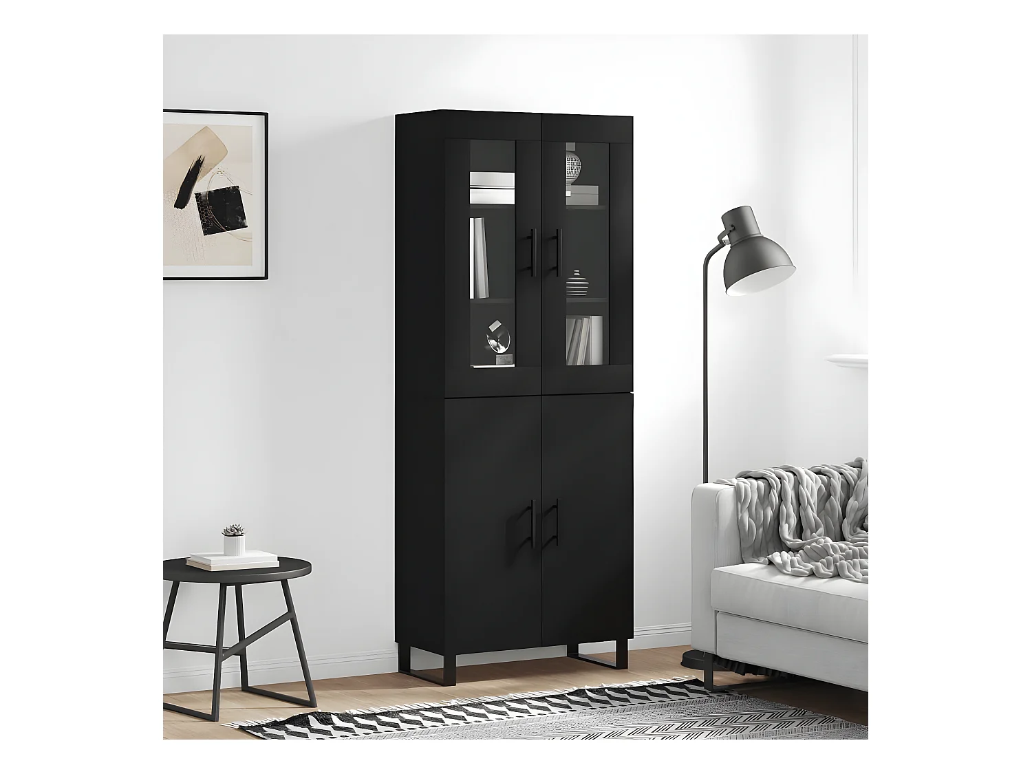 Credenza alta Nera 69,5x34x180 cm MDF
