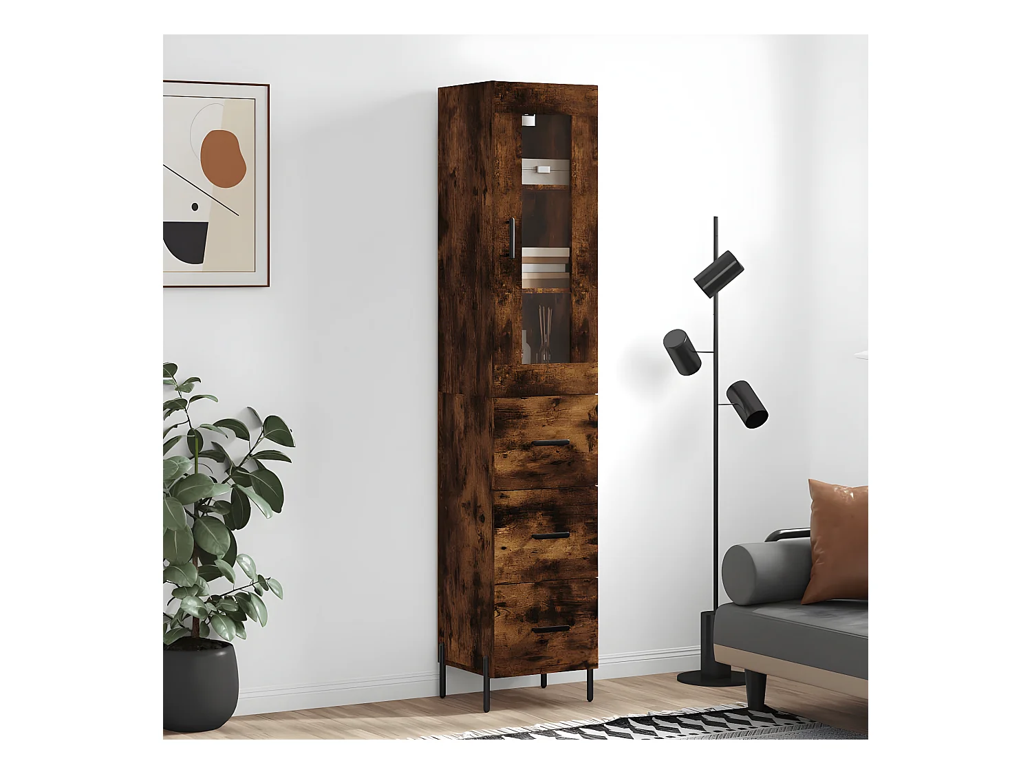 Credenza alta Rovere affumicato 34,5x34x180 cm MDF