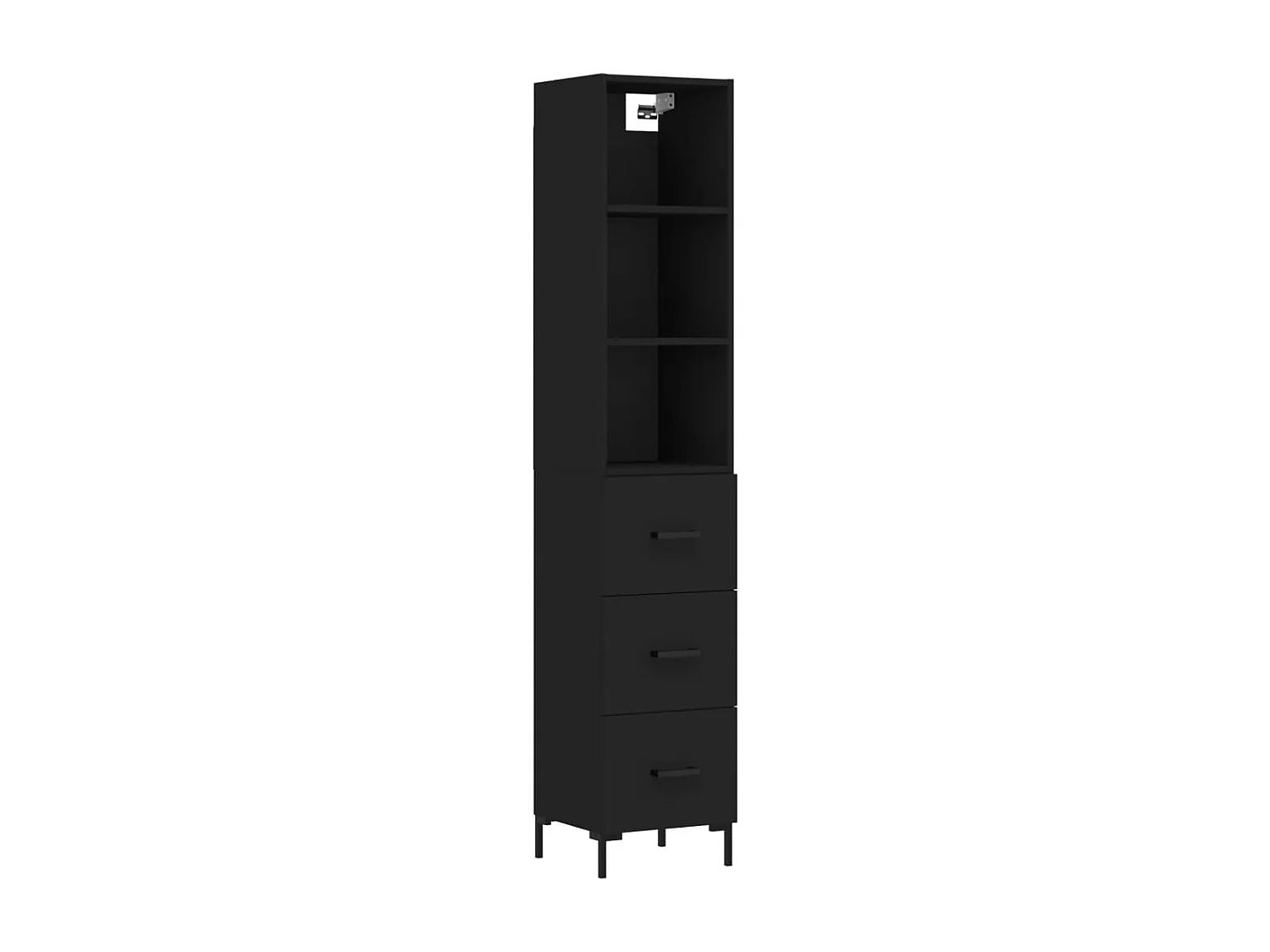 Buffet haut Noir 34,5x34x180 cm Bois d'ingénierie