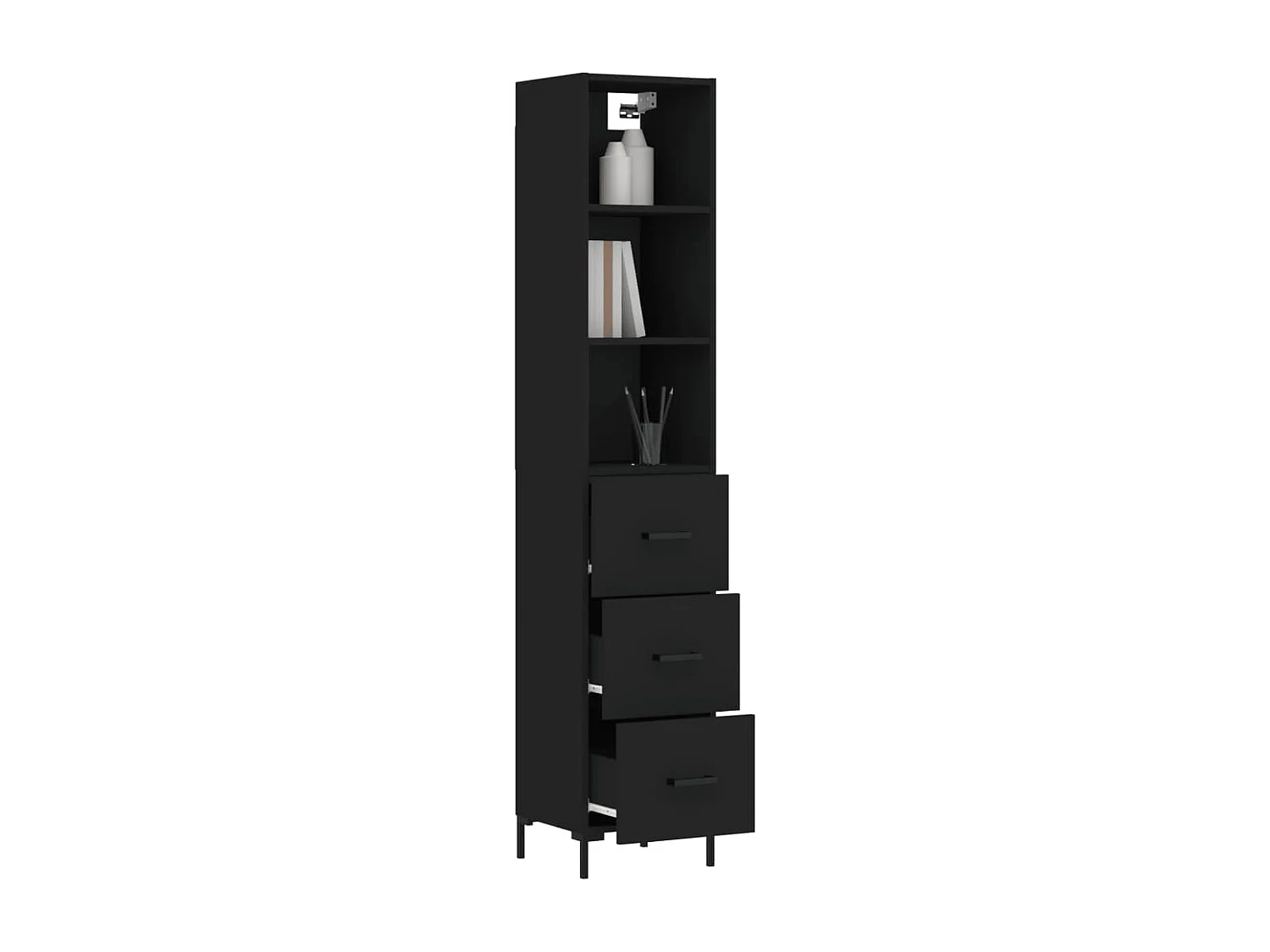 Buffet haut Noir 34,5x34x180 cm Bois d'ingénierie