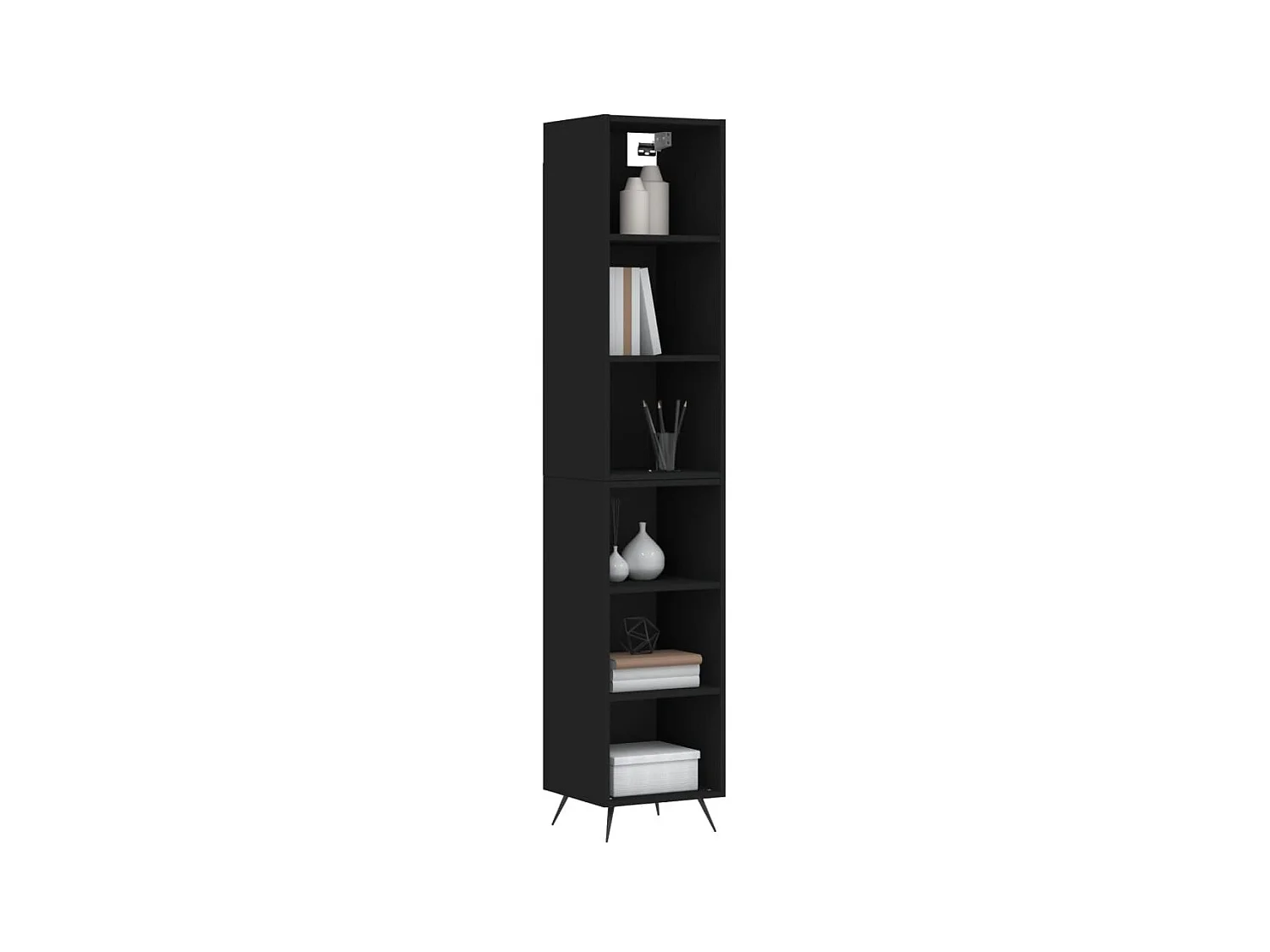 Buffet haut Noir 34,5x32,5x180 cm Bois d'ingénierie