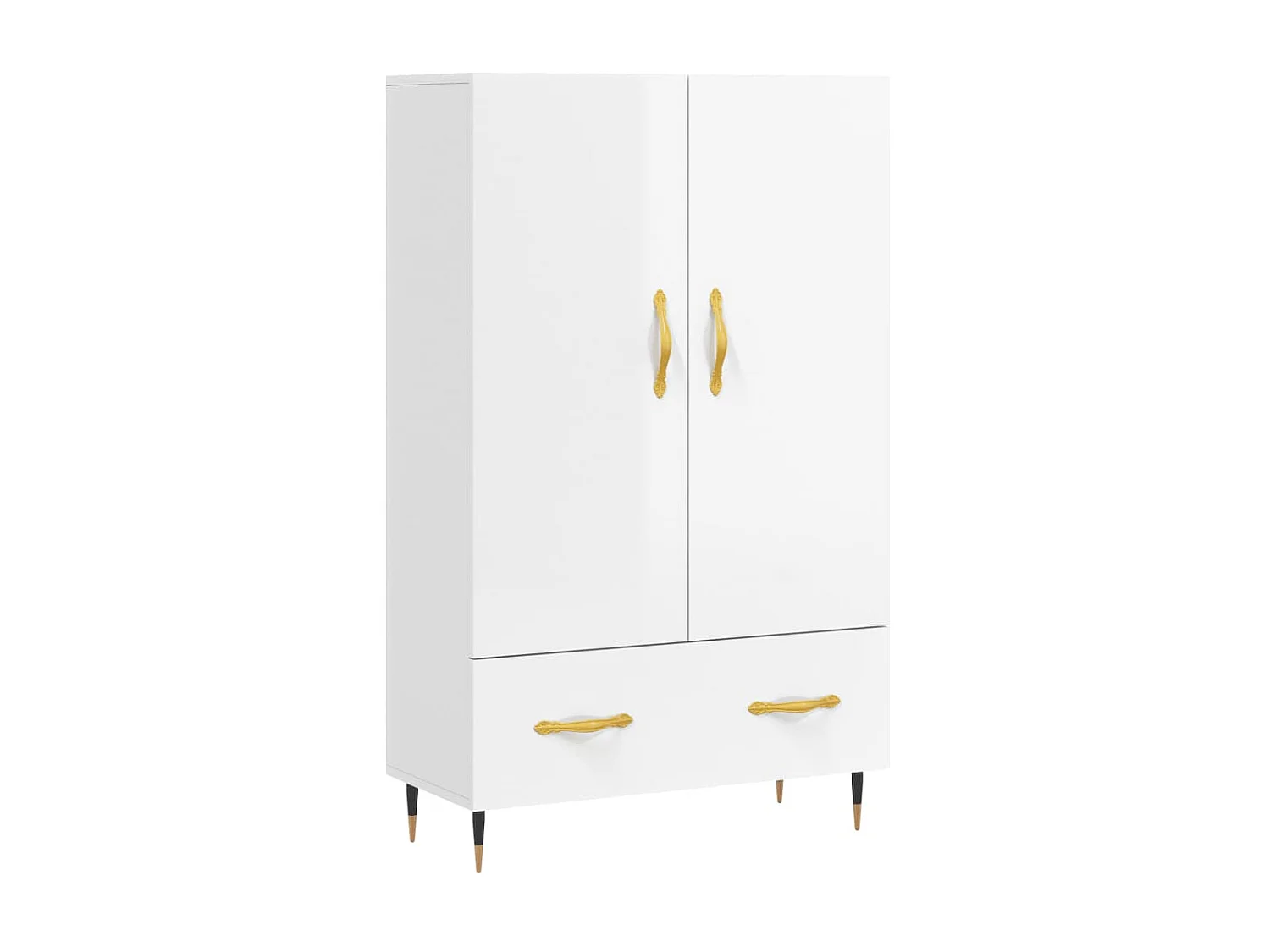 Buffet haut blanc brillant 69,5x31x115 cm bois d'ingénierie