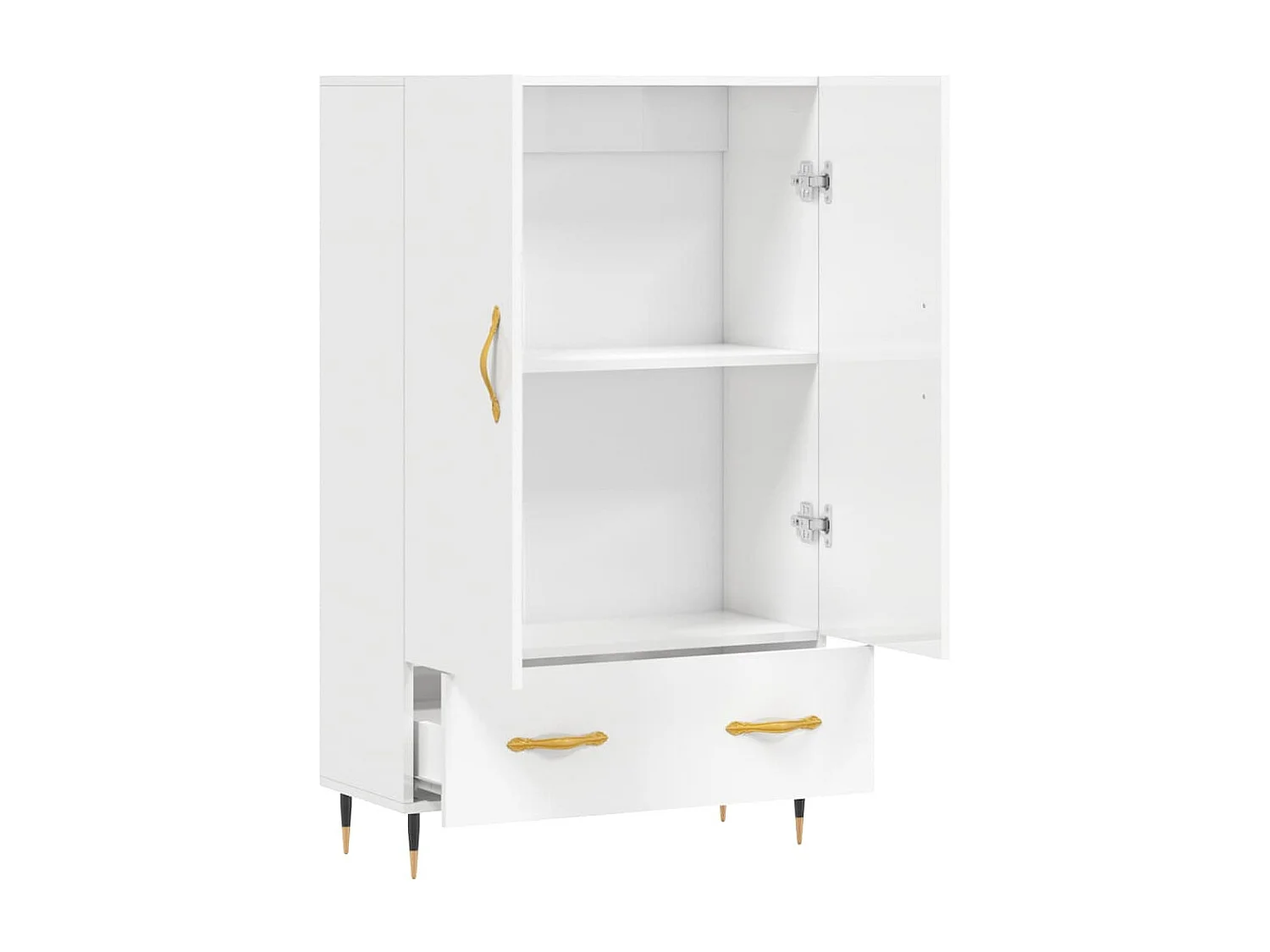 Buffet haut blanc brillant 69,5x31x115 cm bois d'ingénierie