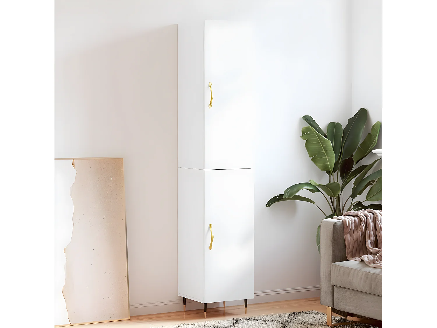 Buffet haut Blanc 34,5x34x180 cm Bois d'ingénierie