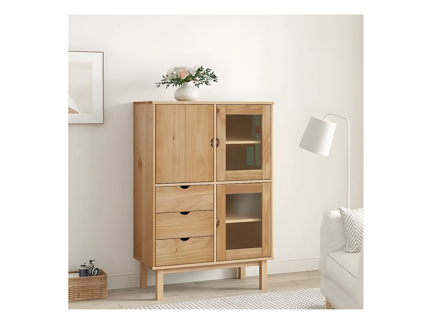 OTTA hoog dressoir 85x43x125 cm Massief grenenhout